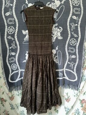 SIEDRES Brown Plaid Maxi Dress